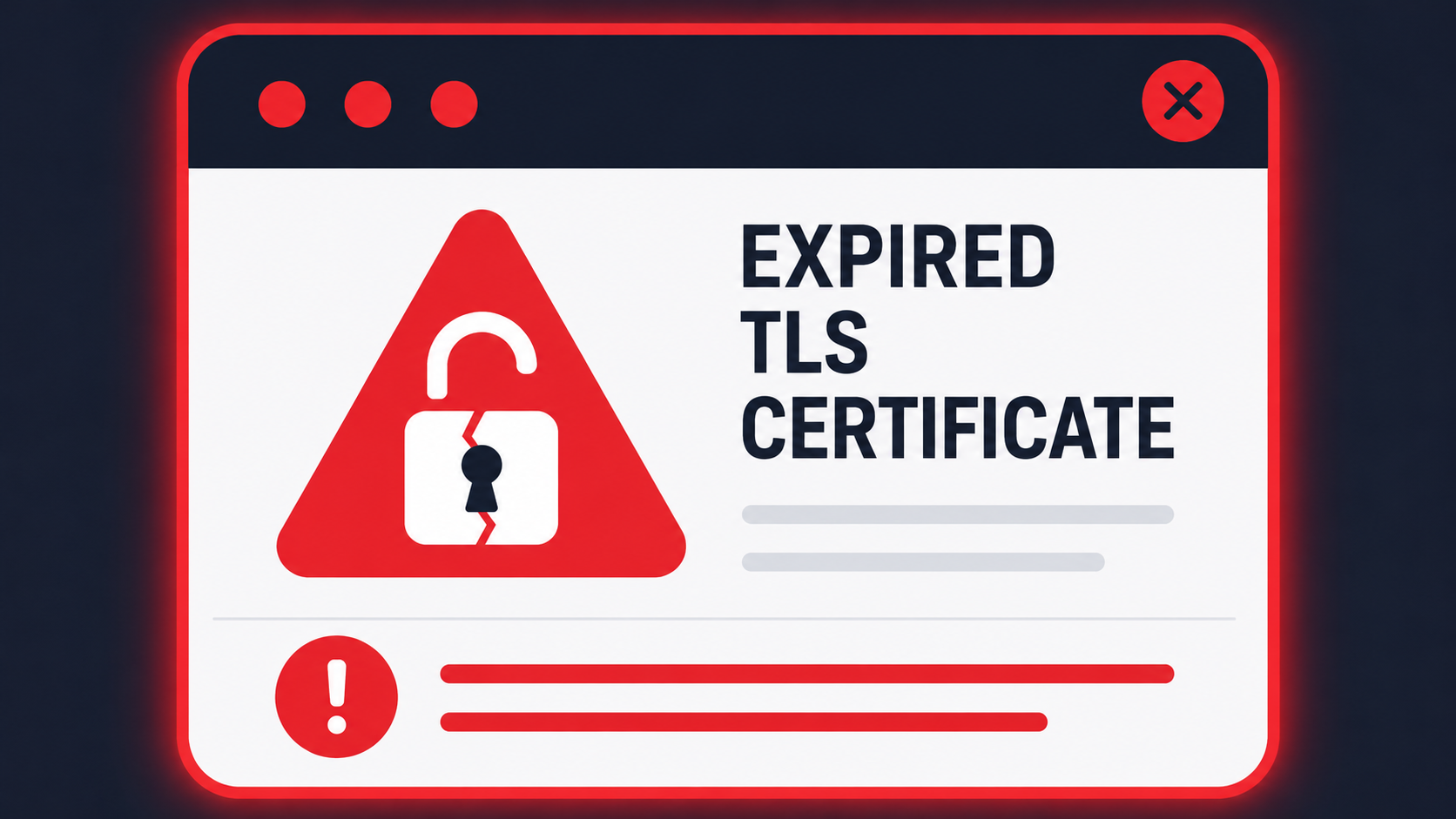 Expired TLS certificate detected during an external security check